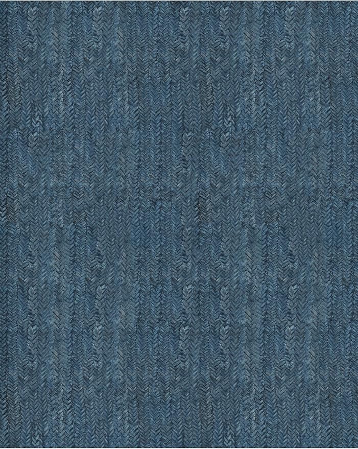 Eleisa Modern Vintage 6x9 Herringbone Chevron Area Rug for Living Room, Blue, Non-Slip Stain Resistant Washable Rug, Farmhouse Home Decor Carpet for Bedroom, Kitchen, Dining Room