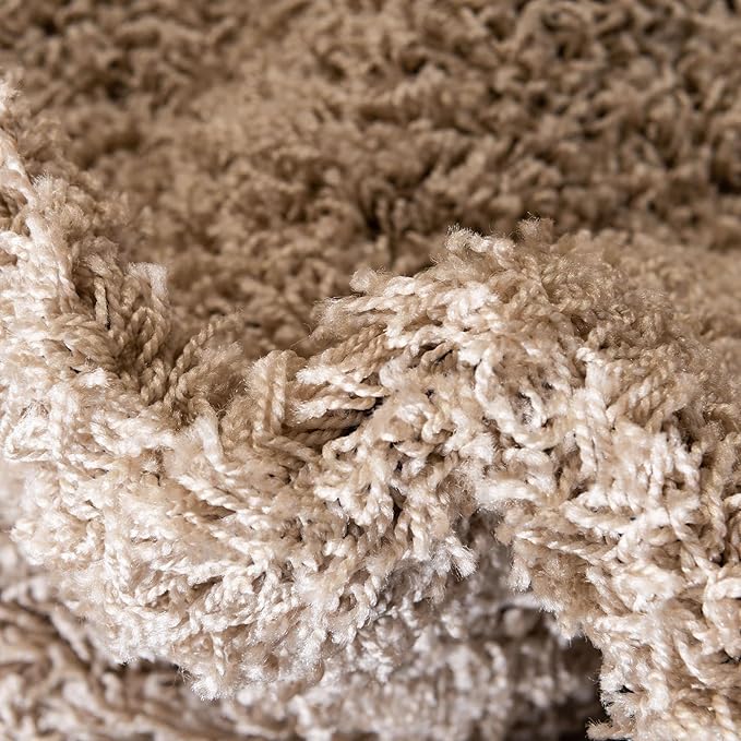 Unique Loom Solid Shag Collection Area Rug (7' 1" Round, Taupe)