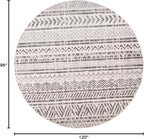 Rugshop Geometric Boho Area Rug for High Traffic Areas– Non-Shedding, Round Rug 6' 6" (6' 6" Diameter) Gray