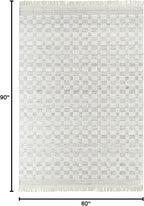 Mark&Day Wool Rugs, 5x8 Clinten Solid and Border Light Gray Checkered Rug, Grey Ivory Carpet for Living Room, Bedroom or Kitchen (5' x 7'6")