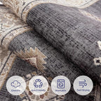 ILANGO Washable Area Rugs 5x7 for Living Room Vintage Area Rugs Non Slip Boho Dining Room Rugs for Under Table Ultra-Thin Low-plie Floor Carpet for Bedroom Farmhouse