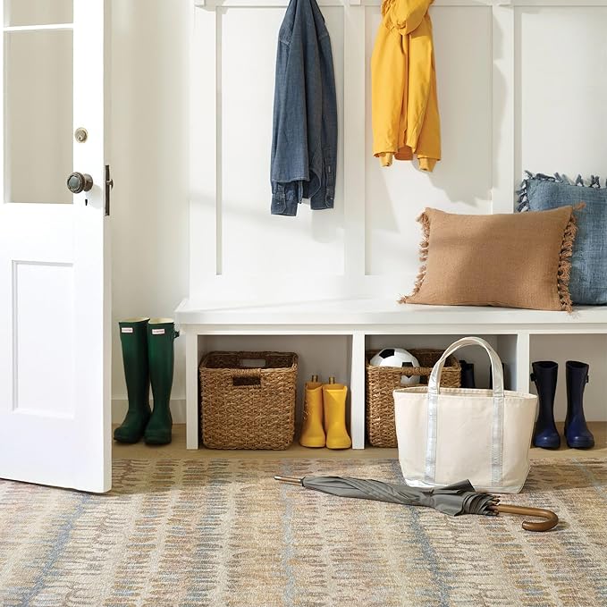 Dash and Albert Paint Chip Machine Washable Area Rug - Runner - 2.5' x 8' Natural - Geometric Accent Rug - Anti-Slip Backing, Lightweight, Machine Washable, High Traffic Areas Kitchen, Mudroom