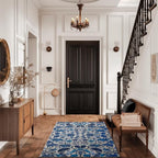 EVERGRACE Area Rugs for Living Room 3x5, Boho Floral Faux Wool Indoor Outdoor Rugs, Washable Rugs for Bedroom Entryway Dining Room Hallyway, Low Pile Floor Mat Carpet for Home Decor, Celtic Blue