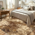 Washable Area Rugs 5'x7' Non-Slip Modern Abstract Soft for Living Room Entryway Bedroom Nursery, Print Pattern, Brown Tan Beige Coffee