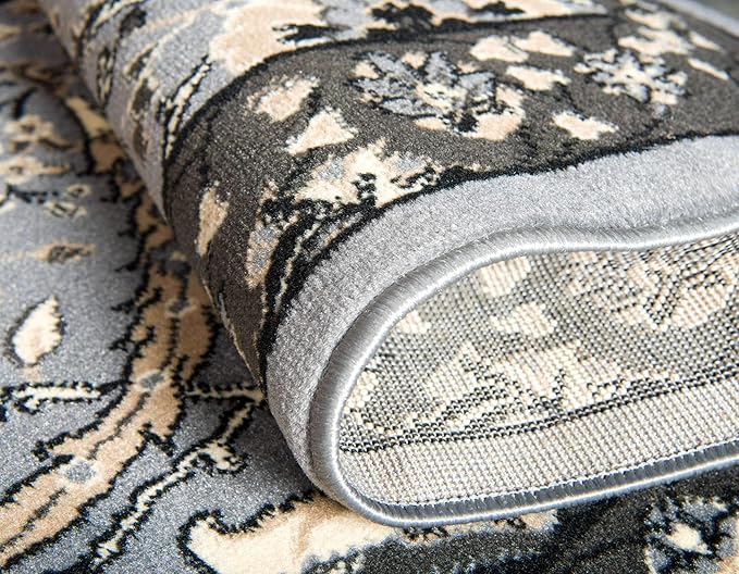 Unique Loom Espahan Collection Area Rug - Cape Cod (9' 10" x 13' 1" Rectangle, Dark Gray/ Black)