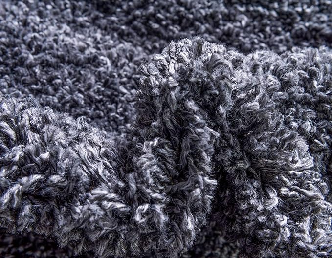 Unique Loom Davos Shag Collection Area Rug - Solid (9' x 12' Rectangle, Peppercorn)