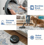 jinchan Runner Rug 2x5 Vintage Hallway Rug Boho Washable Runner Floral Medallion Retro Lightweight Non Slip Classic Thin Soft Carpet for Kitchen Bedroom Bathroom Laundry Room Doorway Blue