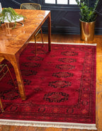 Unique Loom Tekke Collection Over-Dyed Saturated Traditional Torkaman Area Rug (8' 0 x 11' 0 Rectangular, Red/Black)