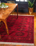 Unique Loom Tekke Collection Over-Dyed Saturated Traditional Torkaman Area Rug (5' 0 x 8' 0 Rectangular, Red/Black)