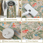 Collive Rug Runners for Hallway 2.6x8, Washable Jungle Animal Kitchen Runner Carpet Green Non Slip Bathroom Mats, Soft Low Pile Stain Resistant Entryway Rugs for Bedroom, Laundry Room