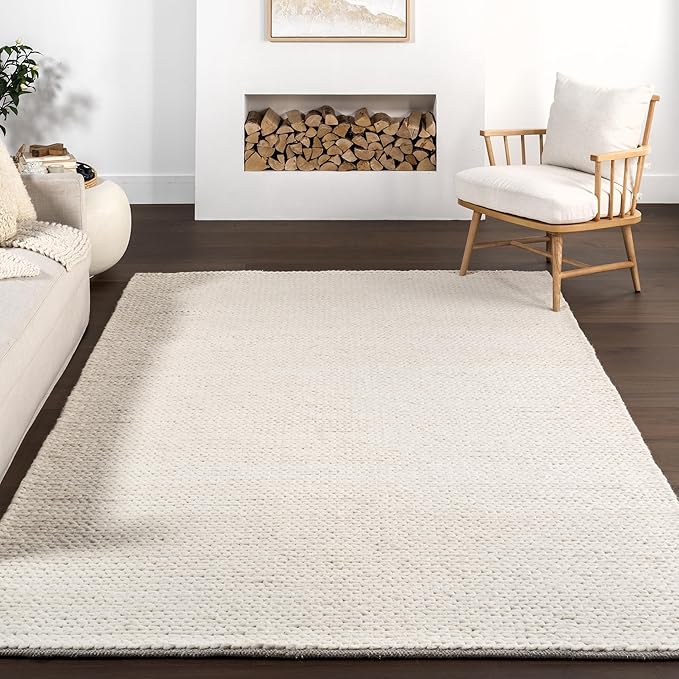 Nuloom Penelope Off-White/Ivory, 9'6" x 13'6", Hand-Braided, Wool & Cotton, Soft and Textured, High Traffic, Stain Resistant, Easy Clean, Durable Area Rug for Bedroom, Living Room, Dining, Entryway