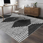 HelloTree Area Rug for Living Room 6x9 Washable Geometric Moroccan Rug Stripe Farmhouse Bohemian Minimalistic Non Slip Non Shedding Ultra Thin Soft Rug for Bedroom Office DiningRoom Nursery-Black