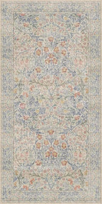 Washable Bathroom Rug 2x4 Non Slip - Beige Blue Small Rugs Front Door Rugs Indoor, Vintage Cream Floral Style Rug for Kitchen, Laundry, Perfect for Entryway Décor