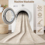 6ft Round Rug Living Room: Washable Large Vintage Neutral Area Rug Non-Slip Soft Stain Resistant Indoor Carpet for Bedroom Nursery Dining Room Under Table Bed Home House Office Playroom - Beige