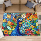 Boho Peacock Rug Small - 3x4 Rug, Colorful Peacock Washable Rugs for Living Room, Teal Turquoise Carpet, Modern Style Non-Slip Area Rugs for Bedroom, Aesthetics Carpet - Peafowl Home Decor & Gifts