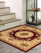 Rugs.com Chateau Collection Rug - 5 Ft Square Red Medium Pile Rug