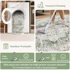 LIVEBOX Washable Area Rug 4x6 Vintage Tribal Bedroom Rugs Vintage Low-Pile Indoor Rug for Living Room, Non-Slip Retro Carpet Print Distressed Accent Carpet for Kitchen Entryway Office Camper, Sage