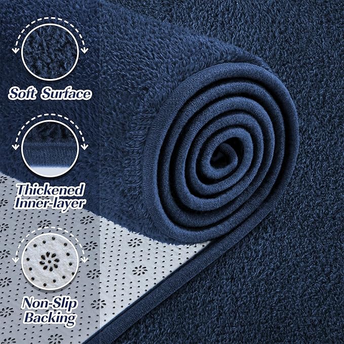 Large Area Rugs for Living Room Bedroom, 6x9 Feet Navy Blue Rug, Minimalist Modern Shag Rug, Soft Thick Memory Foam Indoor Carpet, Non-Slip Washable Rug for Boys Girls Dorm Nursery Room Home Decor