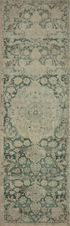 Loloi Magnolia Home by Joanna Gaines Sinclair Collection SIN-05 Jade/Sand 7'-6" x 9'-6", .25" Pile Height, Machine Washable, Area Rug