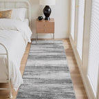 PADOOR Modern Abstract Runner Rug - 2x5 Washable Hallway Rugs, Ultra Soft Non-Slip Low Pile Floor Rugs for Hallway Entryway Kitchen Bedroom Bedside Laundry Room Black