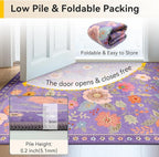 Floral 8x10 Area Rug Machine Washable Soft Print Boho Carpet Non Slip Doormat Low Pile Flower Area Rugs for Living Room Bedroom Nursery Kitchen Dining Room Indoor-Purple/Pink/Multi