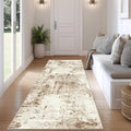 FMFUNCTEX 2x8 Runner Rug Washable Brown Beige Modern Abstract Neutral Non Slip Low Pile Entryway Hallway Soft Accent Indoor Carpet for Kitchen Bedroom Bathroom Laundry Entrance Bedside Living Room