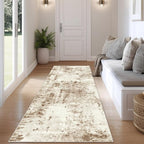 Fmfunctex 2x6 Runner Rug Washable Brown Beige Modern Abstract Entryway Non Slip Neutral Low Pile Indoor Carpet Soft Accent Hallway Rug for Kitchen Living Room Bedroom Bathroom Laundry Entrance Bedside