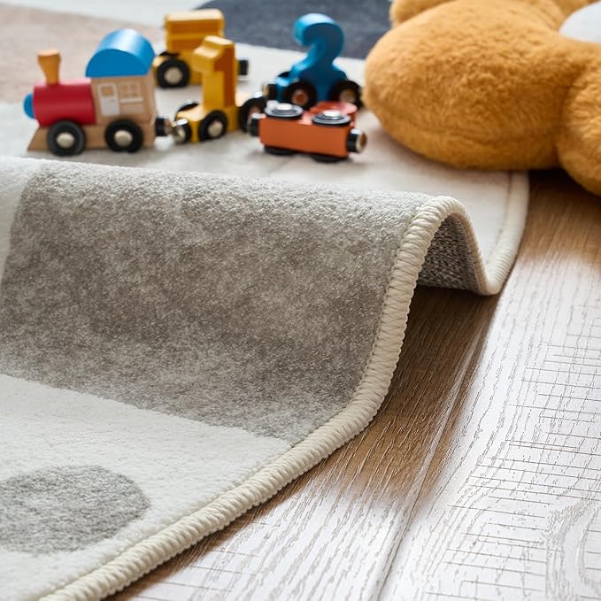 jinchan Macy Area Rug 4x6 Kids Washable Indoor Non-Slip Black and White Modern Soft Rug Elementary School Classroom Diamond Carpet for Nursery Playroom Daycare Bedroom Living Room Marble on Cream