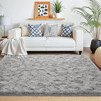Beglad Fluffy Area Rugs 3 x 5 Feet, Modern Minimalist Style Shag Rugs, Non-Slip Indoor Carpet Soft Rugs for Bedroom, Living Room, Grey