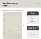 Valenrug Washable Rugs 5x7 - Stain Resistant 5x7 Area Rugs for Living Room, Non Slip Backing Printed Rugs for Bedroom, Folable Machine Washable Area Rug (5'x7', Beige)
