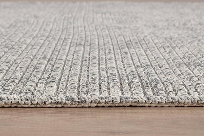 Beverly Rug Easy Jute Large Rug 9x12 Solid Washable Durable Outdoor Indoor Area Rugs for Living Dining Room Patio Office Stain Resistant Non Shedding Casual Indoor Outside Carpet 9 x 12 Gray