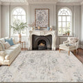 LUMI 8x10 Washable Area Rug for Living Room, Ultra Soft Vintage Rugs with TPE Non Slip Backing, Stain Resistant, Low Profile Carpet High Traffic for Bedroom, Dining Room