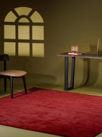 Hand Knotted Loom Wool ECO-Friendly Area Rugs - 6'x6', Square, Dark Red Color, Solid Plain Design, High Pile Handmade Anti Skid Area Rugs for Living Room, Bed Room (L00111)