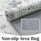 jinchan Kalen Runner Rug 3x8 Washable Area Rug Soft Vintage Indoor Floor Cover Thin Retro Distressed Grey Multi Carpet Floral Print Country Non Slip for Bathroom Kitchen Bedroom Living Room
