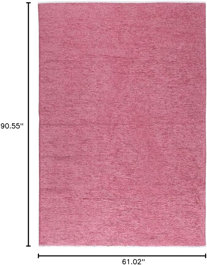 Alfa Rich 5x8 Dark Pink Washable Area Rugs for Living Room Bedroom Kitchen Girls Cotton Decor Rug