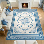 SOULFUL Medium Pile 4x6 Rugs for Living Room - Cozy Soft Underfoot Area Rug - Blue Boho Floral - Washable Non-Slip - Perfect for Bedroom Kids Room Under Dining Table Office