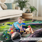 Peacock Rugs for Bedroom - 2x3 Rug, Peacock Couples Area Rugs for Living Room, Nature Carpet, Peafowl Washable Area Mat, Malachite Green Feather Carpet - Peafowl Home Decor & Gifts