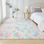Andency 6x9 Area Rugs, Large Shag Fluffy Soft Shaggy Rugs for Living Room Bedroom, Non-Slip Tie-Dyed Rainbow Thick Plush Carpet for Kids Girls and Boys, Dorm Nursery Home Decor Aesthetic