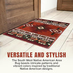 YHSF South West Native American Area Rug C318 - Easy Clean, Thick, Soft, Durable Native Tribal American Indian Inspired Rug for Bedroom/Living Room and More - Rust, 8 Feet x 10 Feet