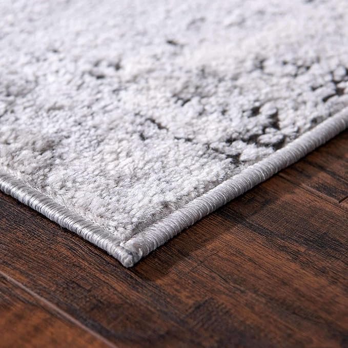 Rugs.com Leipzig Collection Area Rug – 2X3 Grey Low-Pile Rug Perfect for Entryways, Kitchens, Breakfast Nooks, Accent Pieces
