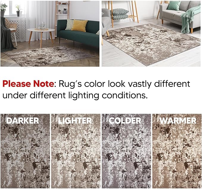 Keen Home Design Area Rugs - 10ft Round Non-Shedding, Abstract Rugs for Kitchen, Living Room, Bedroom, Dining Room, Entryway - Size: 10' Round, Multi