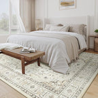 zesthome Washable Rug 6x9 Area Rugs,Stain Resistant Rugs for Living Room,Bedroom,Non-Slip Backing Home Decor Rug, Vintage Medallion Pattern Rugs (Beige,6'x9')