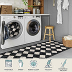 Lahome Washable Black and White Kitchen Runner Rug, 2x5 Soft Non Slip Laundry Room Rug Bathroom Runner Rugs with Rubber Backing, Moroccan Trellis Kid Pet Friendly Carpet Runners for Entryway Bedside
