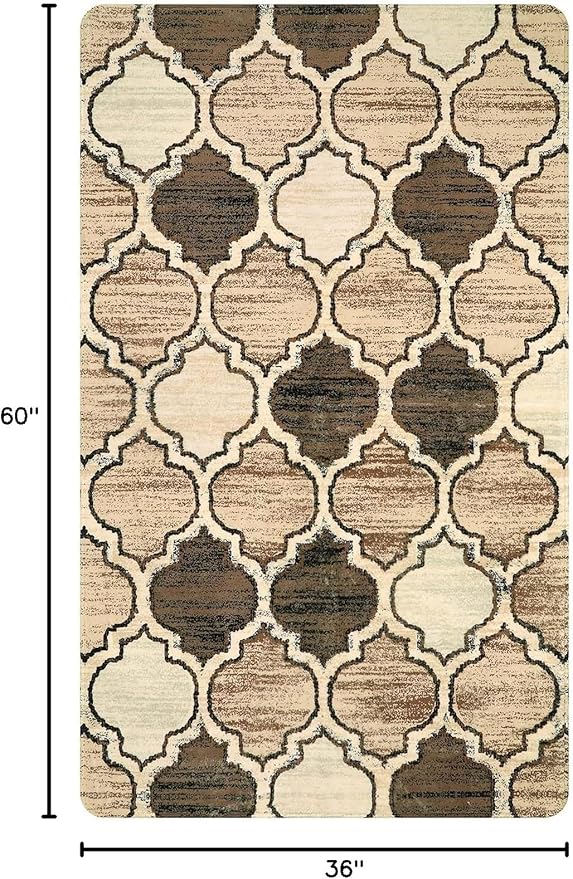 Lahome Moroccan Washable 3x5 Entry Way Rugs Indoor - Small Area Rug Aesthetic Non-Slip Throw Bedroom Rugs Thin Low-Plie Entryway Office Rug for Kitchen Bathroom Laundry Room, 3'x5'
