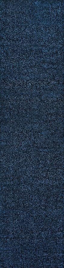 Eyely UES100C-216 Supersoft Haze Solid Low-Pile Indoor Runner Rug, Coastal, Bohemian, Minimalist, Classic, Casual for Bedroom,Kitchen,Living Room,Non Shedding,Easy-Washing, Blue, 2 X 16