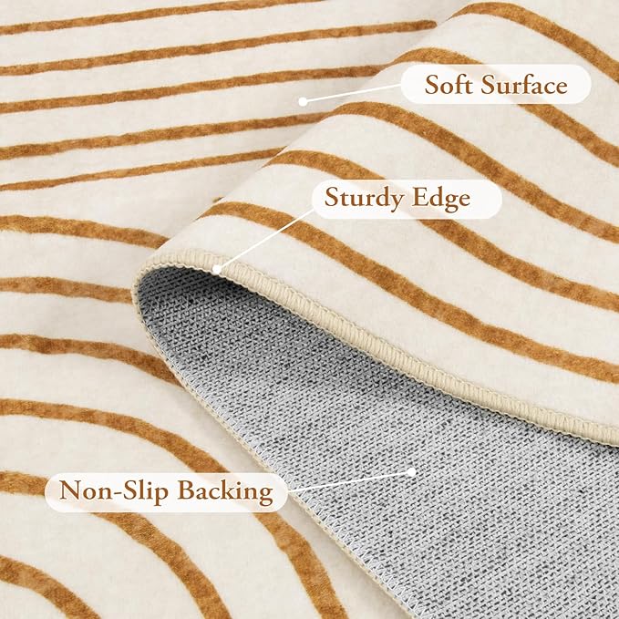 Lahome Abstract 10x14 Area Rugs for Living Room Bedroom, Soft Large Washable Rugs, Ultra-Thin Non-Slip Modern Dining Room Rug Non-Shedding Accent Carpet for Office, Orange
