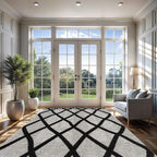CAMILSON Modern Rug 9x12 Luxury Diamond Pattern Large Micro Loop Area Rugs Soft High-Low Pile Stain Resistant Easy to Clean Non-Shedding Durable Living Room Bedroom Indoor Carpet (Black/Gray)
