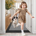 LUMI Inside Door Mat for Entry 24''x36'', Absorbent, Dirt Trapper, Low Profile Thin, Non Slip Mats with Rubber Backing, Ideal for Indoor, High Traffic, Garage, Entrance, Checkered Black