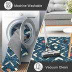KILOCOCO Kitchen Runner Rug Washable Runner Rug Soft Hallway Runners Non Slip Printed Distressed Laundry Room Rugs, Low-Pile Runners for Entryway/Bedroom/Kitchen/Living Room, 2x5 Teal/Blue