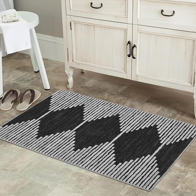 HelloTree 2x3 Entryway Rug, Indoor Small Machine Washable Area Rug Non Slip Backing Home Decor Floor Decoration Mat Boho Rugs for Entrance Kids Room Bedside Bedroom Resistant Carpet